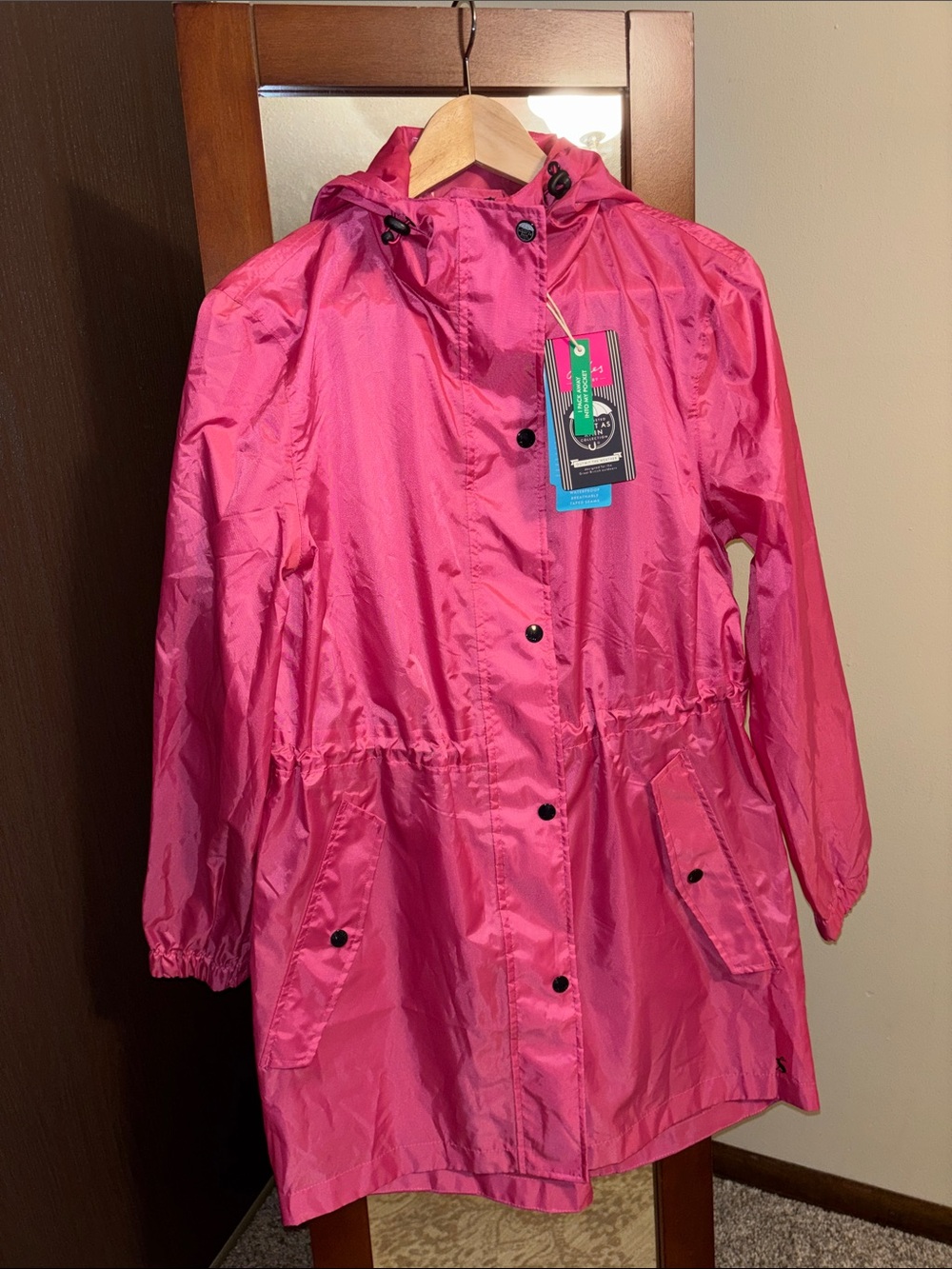 NWT Joules Right as Rain Pink Rain Jacket Size 6